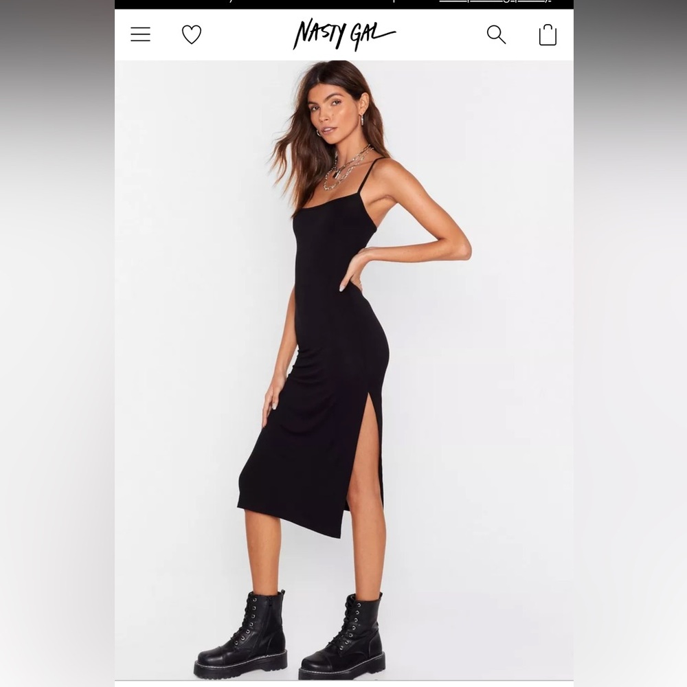 Nasty Gal Petite Square Neck Split Midi Dress – Size 4. New with tags.